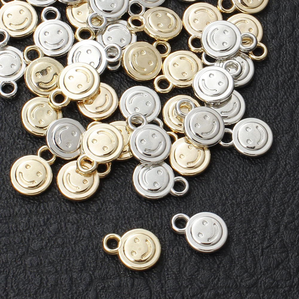 100Pcs/pack CCB Round moods Pendants Gold Silver Color Charms Fashion Jewelry for DIY Accessories Craft Bulk Lot Wholesale