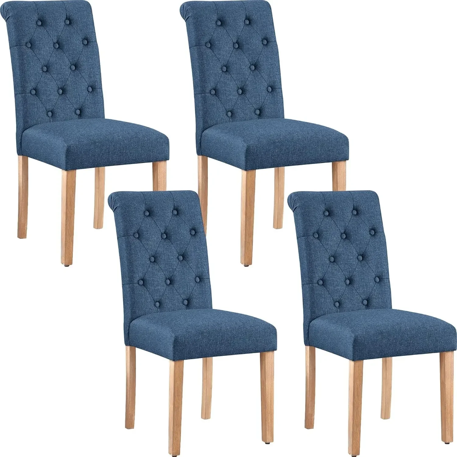 Dining Chairs Set of 4 Button Tufted Parsons Kitchen Chairs Upholstered Fabric Dining Room Chairs with Solid Wood Legs and Padde