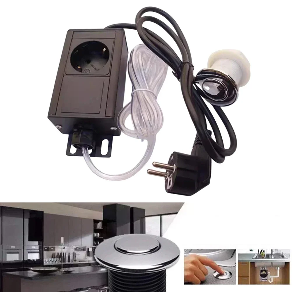 

3pcs Garbage Disposal Air-Switch Kit Kitchen Garbage Disposal Sink Top Air-Switch Parts Brushed Single Outlet Home Appliances
