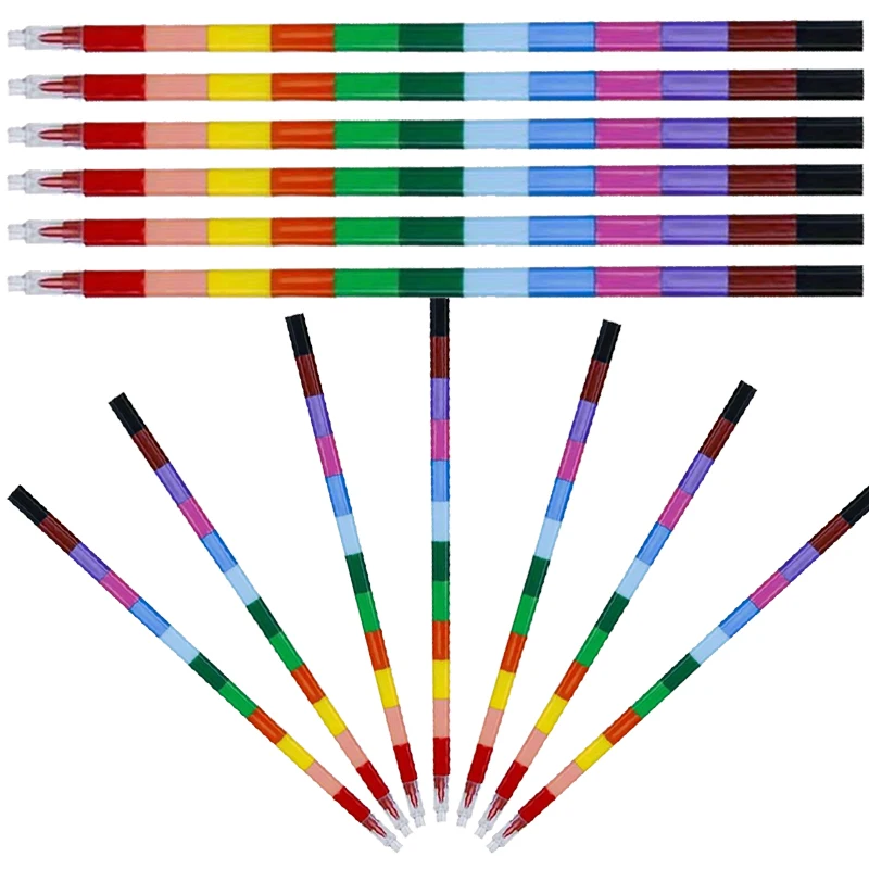 1/3/6/12pcs Building Blocks Crayon Painting Pens 12Colors School Office Birthday Party Gift Kindergarten Carnival Gifts TMZ