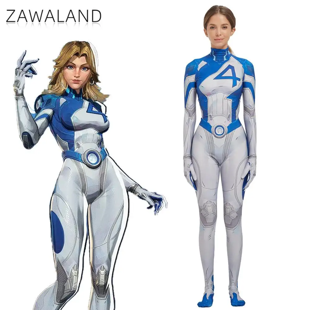 

Zawaland Susan Storm супергерой косплей боди женский необычный костюм на Хэллоуин сценическое представление полный костюм фестиваль зентай