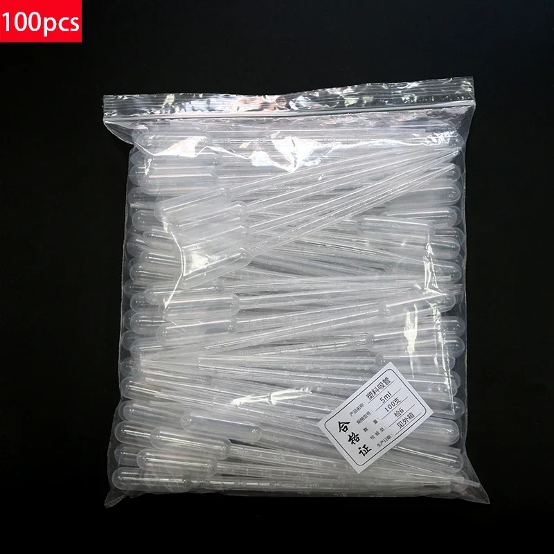 100PCS 0.2 /0.5 /1 /2 /3 /5 /10mL Laboratory Pipette Plastic Disposable Graduated Container Liquid Dropper Equipment Straw