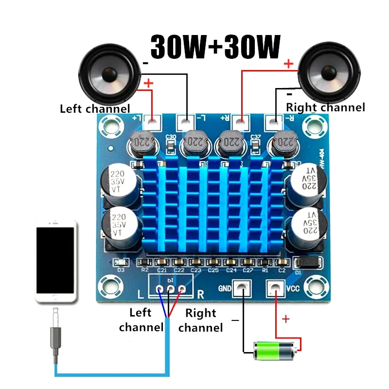 TPA3110 XH-A232 30W + 30W 2.0 kanal dijital Stereo ses güç amplifikatörü kurulu mp3 DC 8-26V 3A