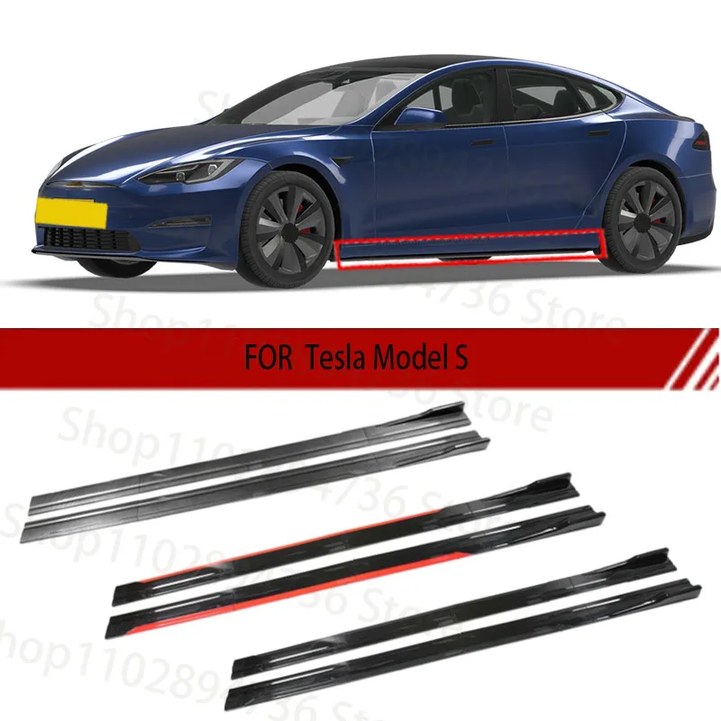 

FOR Tesla Model S 2M Car Side Skirt Extension Plate Lip Separator Bumper 2.18M Racing Side Spoiler