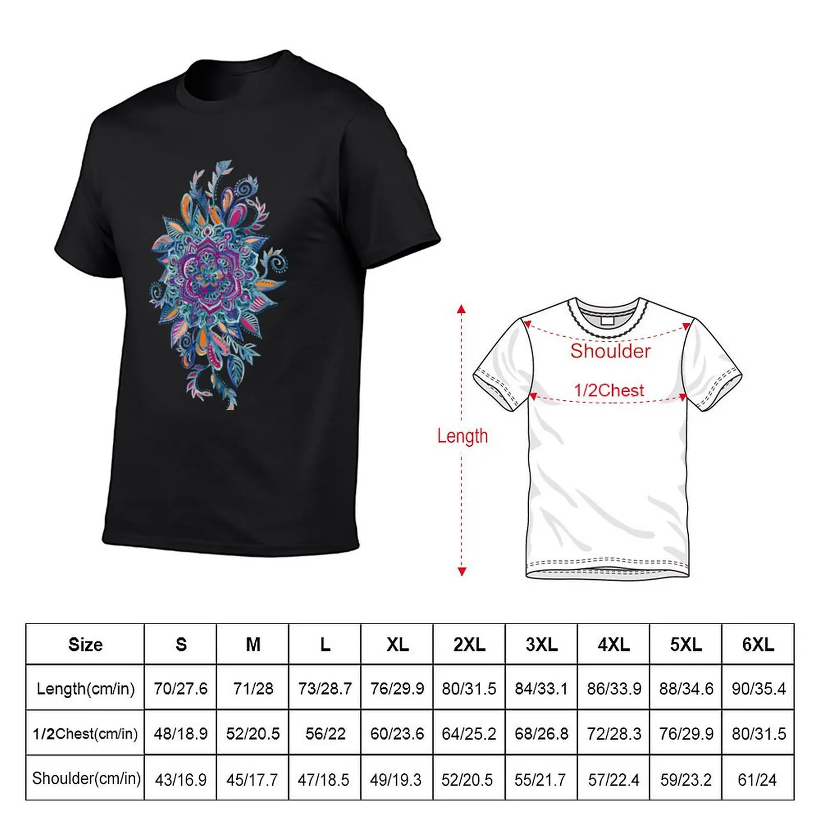 Deep Summer - Watercolor Floral Medallion T-Shirt blue lock man clothes t shirts for men pack