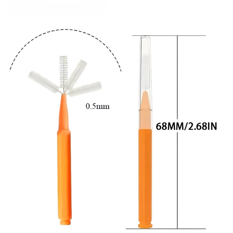 100Pcs Orthodontic Floss Sticks: Straight Design for Cleaning Between Teeth; Stainless Steel and Plastic Interdental Brushes