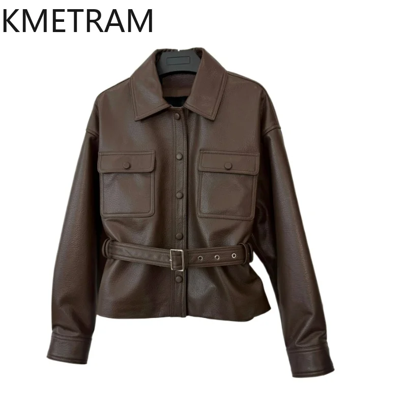 100% Top Layer Sheepskin Jacket Woman Slim Genuine Leather Jackets High Quality Outerwears Fall Clothes 2025 Women дубленка