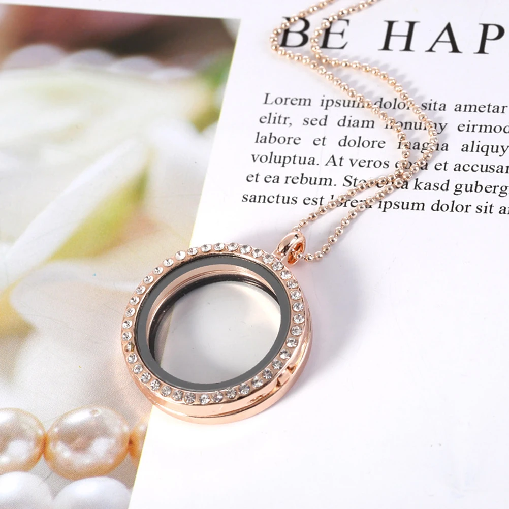 

4 Pcs Round Frame Pendant Necklace Photo Crystal Jewelry Making Picture