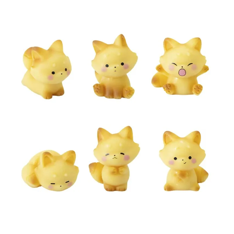 6 PZ/SET Kawaii Figura 2 cm PVC Volpe Carino Collezione Per Adulti Camera Decorazione Decorativa Giocattoli Del Fumetto Modello Periferia Regalo Del Capretto