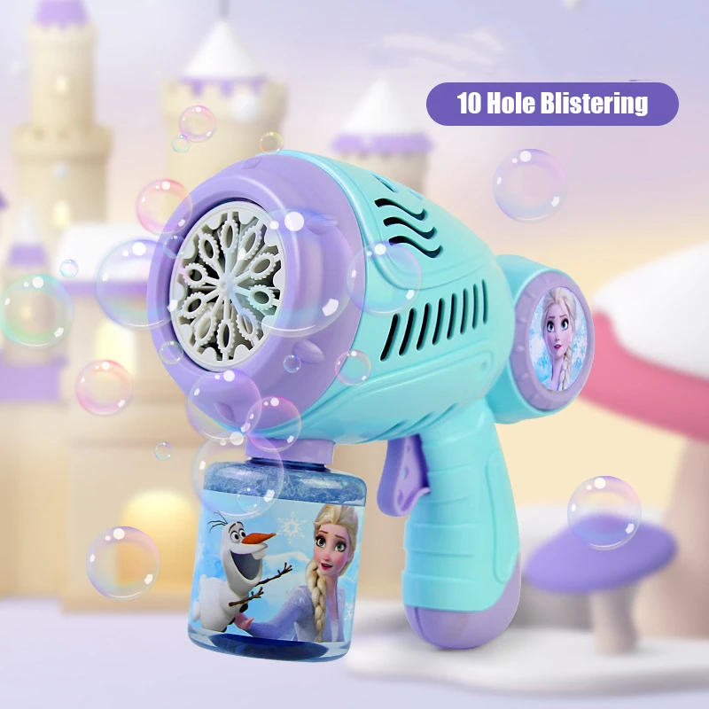 Minnie Mouse， Electric Bubble Gun Kids Toy Bubbles Machine Automatic Soap Blower Light Summer Outdoor Party Games Children Gift