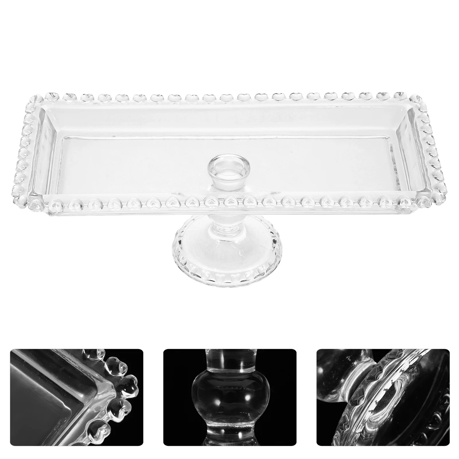 

1Pcs Fruits Serving Tray High Base Crystal Glass Decorative Storage Plate for Snacks Fruits Dining Table Multi-Function Plate