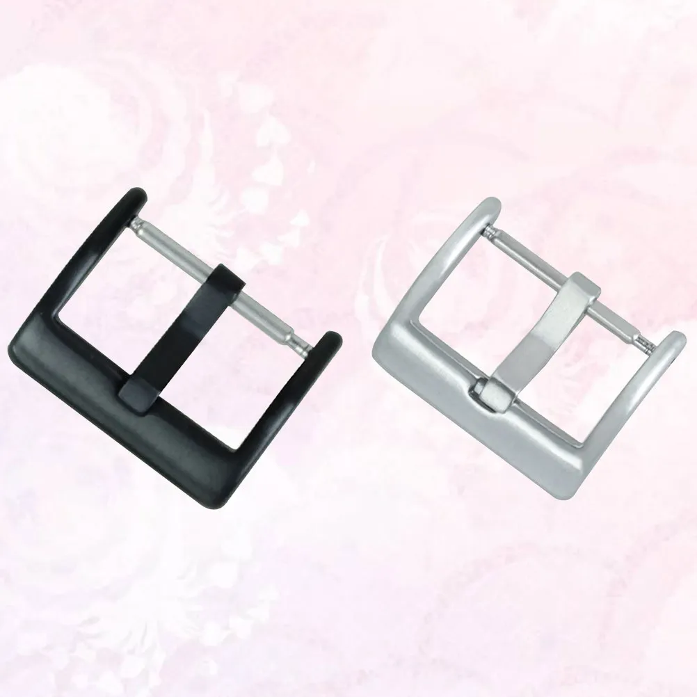 2Pcs Stainless Steel Watchband Clasp High Quality Buckle for Silicone Electronic Strap 22mm Silver Black