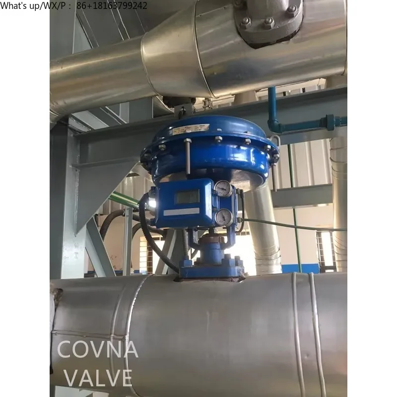 Fotografia 6: Válvula de vapor de 3 vias à prova de vazamento SS304 316 com válvulas globo de controle de atuador pneumático de diafragma posicionador 4-20mA
