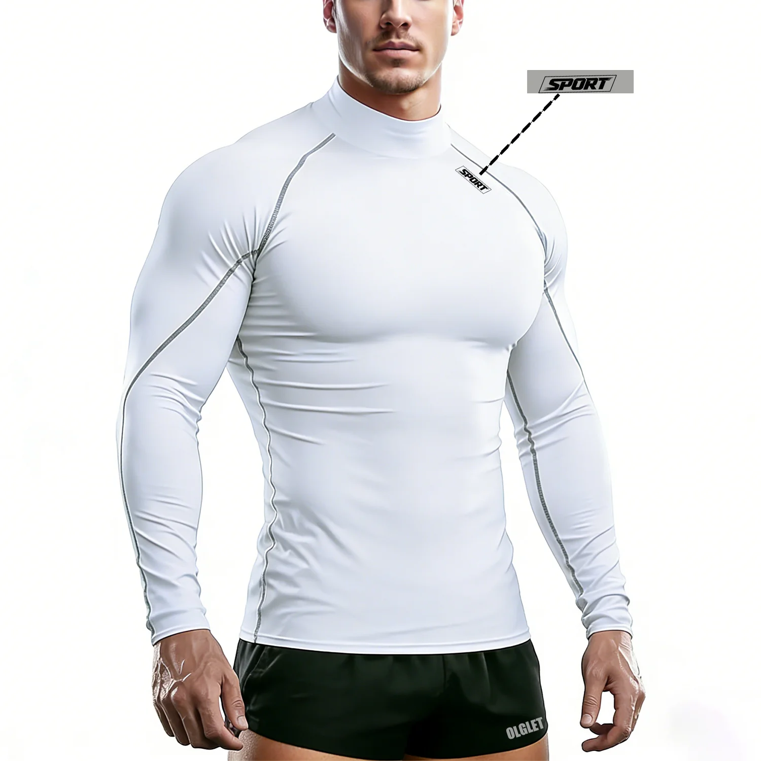 Compression Sport T-shirt Man Running Long Sleeve T Shirt Elastic Fitness Athletic Tee Gym Workout Sportwear Top image 2