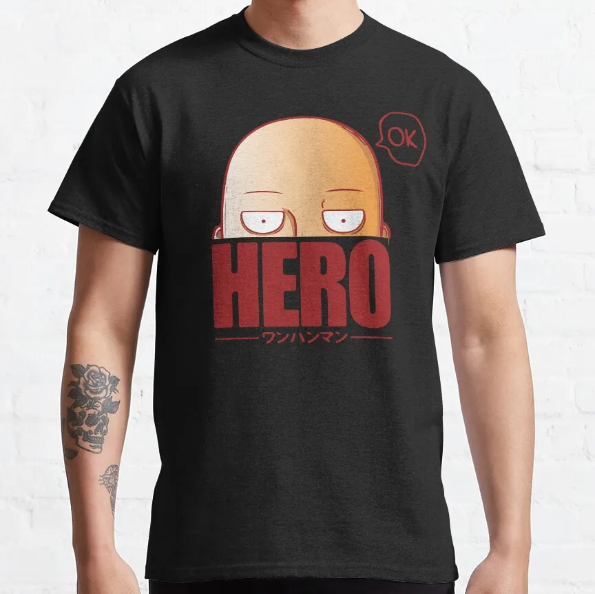 

ONE PUNCH-MAN Saitama OK Funny japan manga Anime t shirt for men 100% cotton printed men's clothing plus size clothes