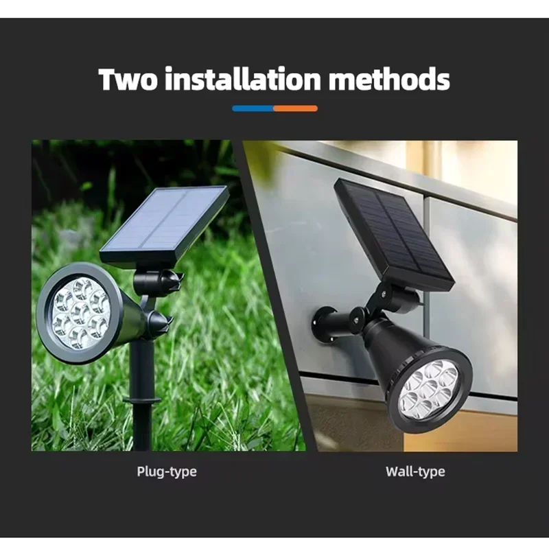 2pcs 18LED Solar Spot Lights IP65 Waterproof Outdoor RGB Solar Landscape Lights Brightness Adjustable for Garden Yard Palm Trees