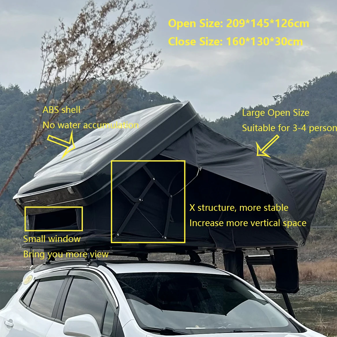 2024 NEW 4-5 Person Camping Rooftop Tent Heavy Duty Pro X Structure ABS Hardshell Roof Top Tents For Vehicles