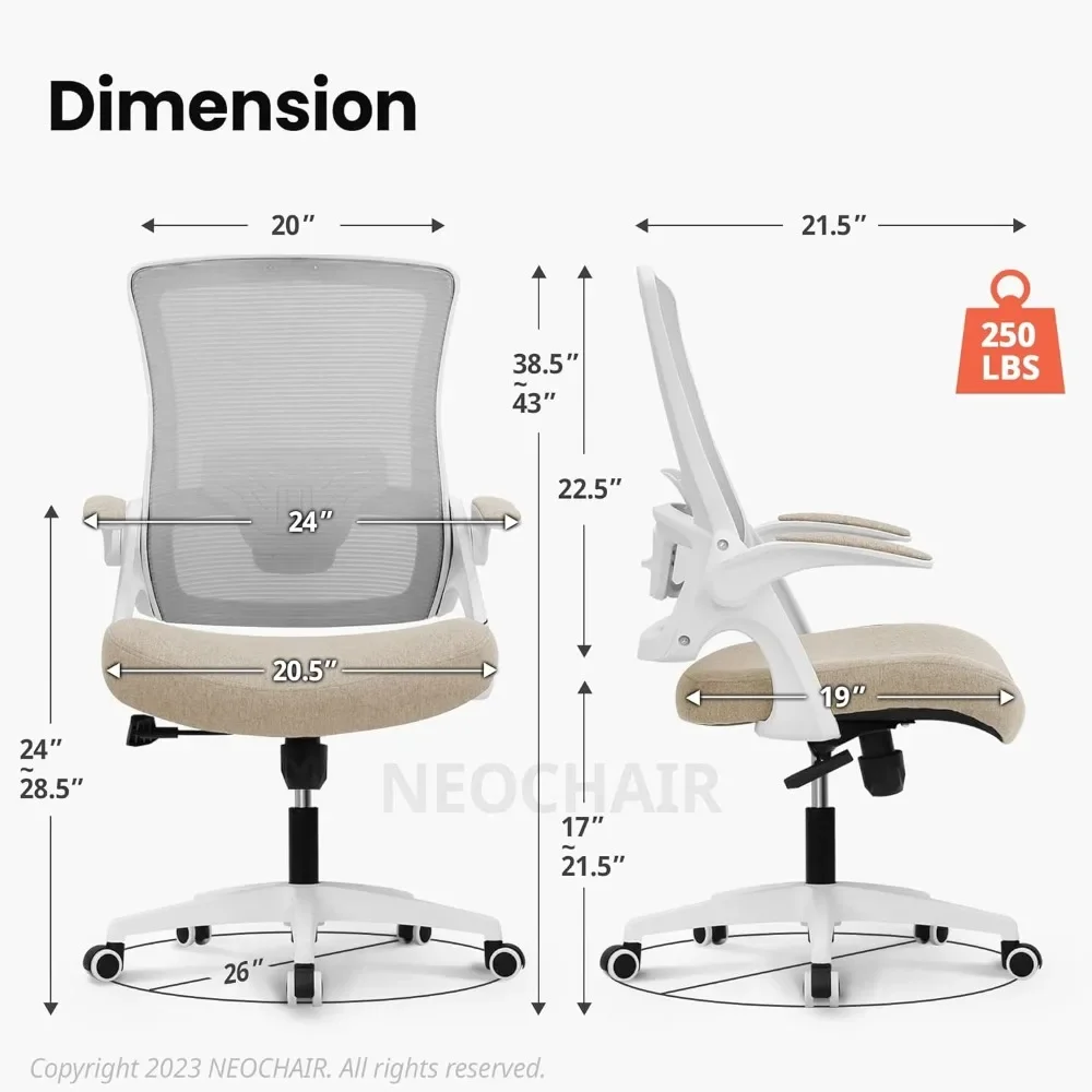 High Back Mesh Chair Adjustable Height and Ergonomic Design Home Office Computer Desk Chair