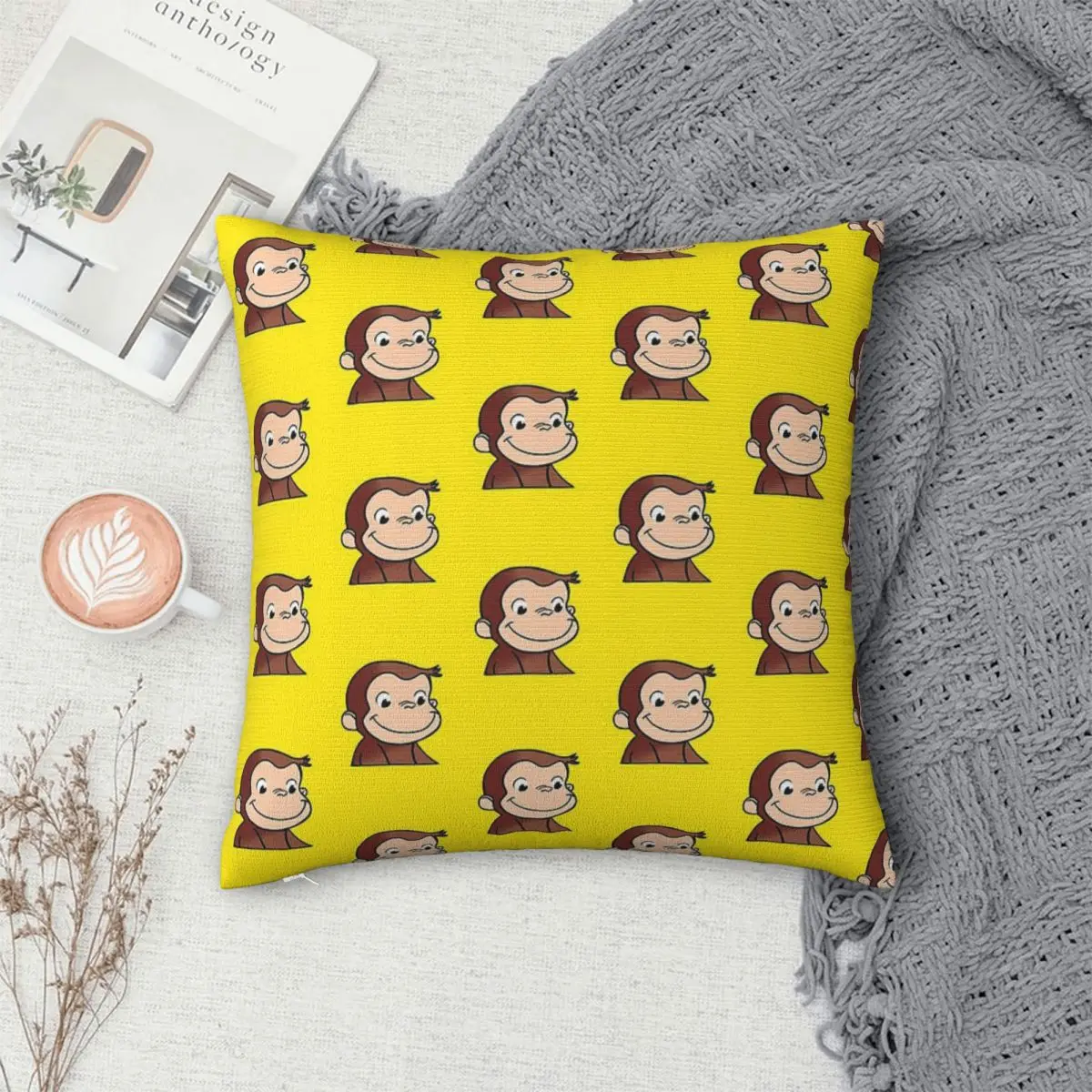 Curious George Square Pillowcase Polyester Pillow Cover Velvet Cushion Zip Decorative Comfort Throw Pillow For Home Sofa