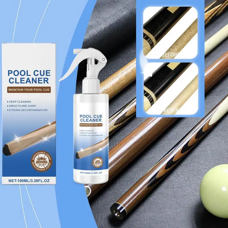 Billiards Cue Cleaner Cleaning Spray Cue Shaft Conditioner Wooden Shaft Maintenance Cleaning Agent 100ml Polishing Liquid