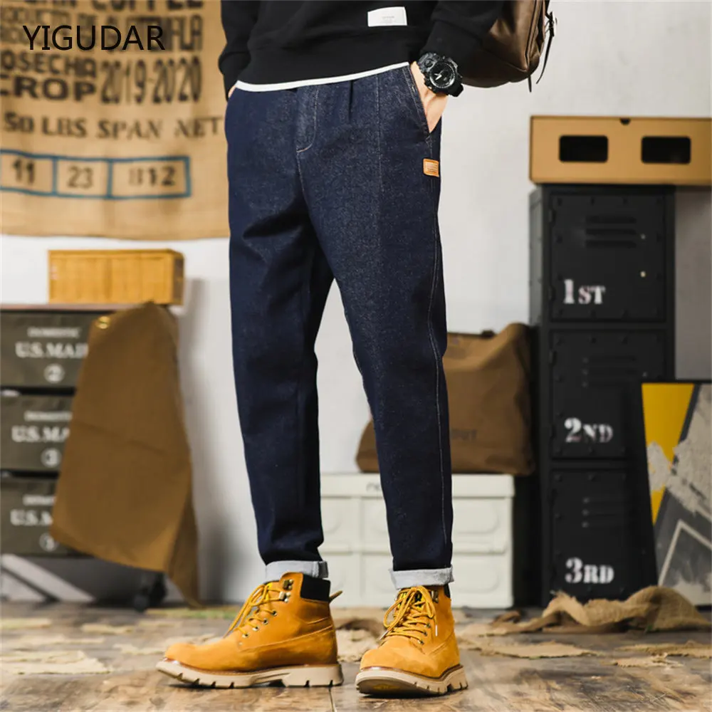 

2022 Autumn Winter Cotton Jogger Pant Men Pants Harajuku Cargo Jeans Casual Harem Denim Korean Hip Hop Sweatpants Male Trousers