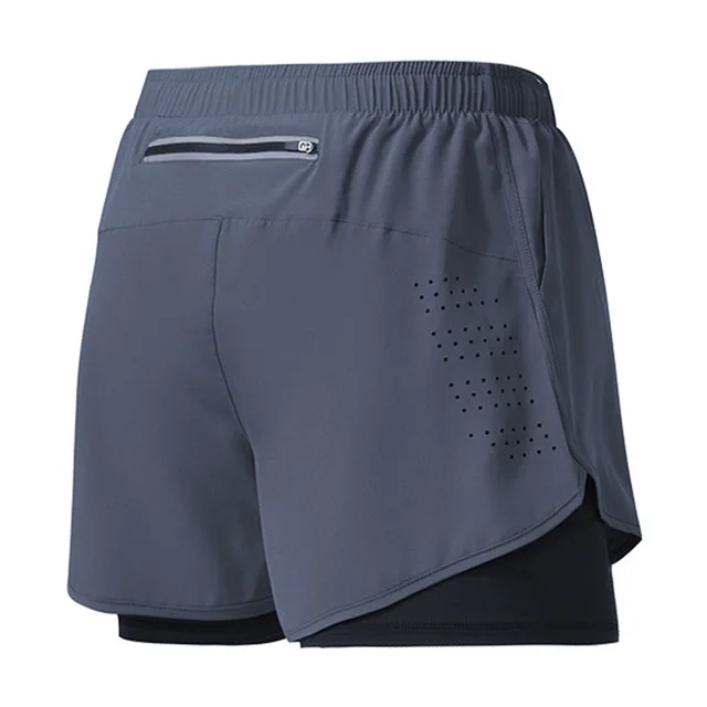 Men's Running Shorts Quick-drying Fitness Black Double Layer Shorts Men New Sport Workout Training Bodybuilding Short Pants image 3