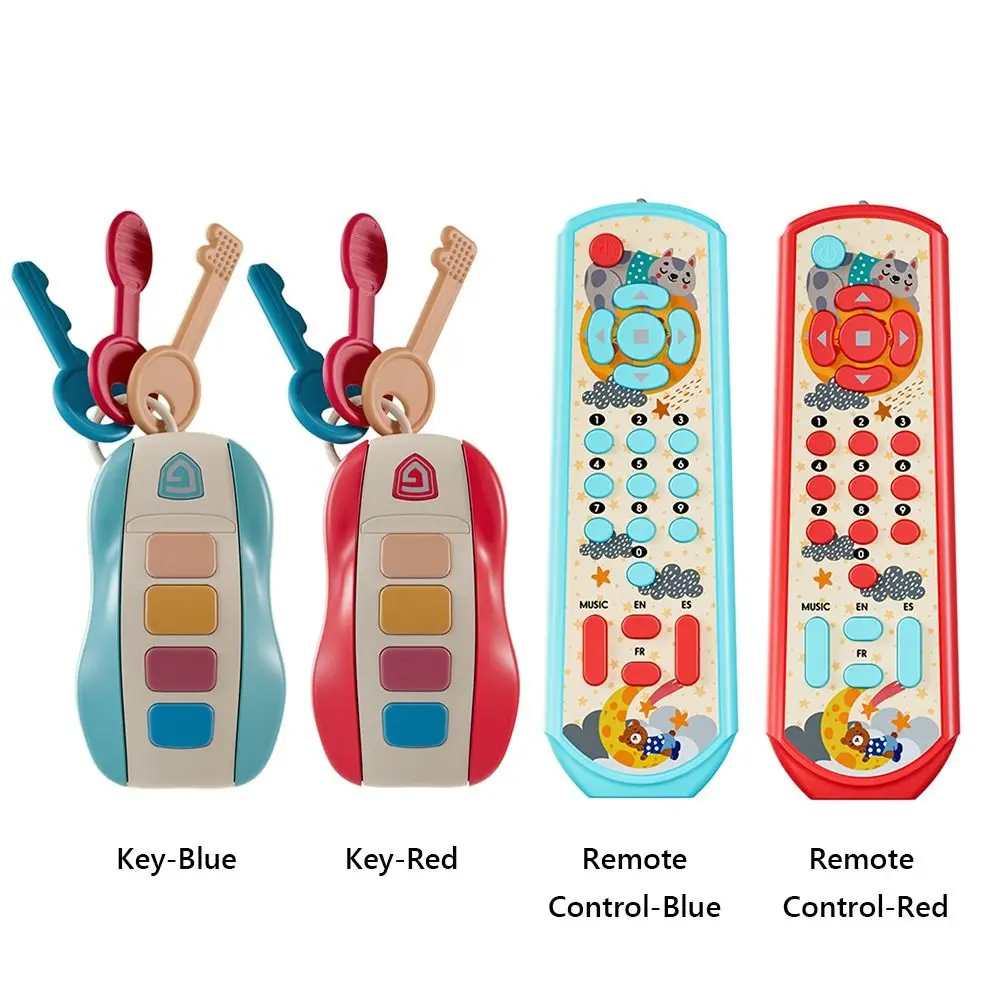Jouets musicaux multicolores pour bébé, en plastique avec télécommande en caoutchouc souple, son et lumière, développement intellectuel, clé de voiture de Simulation