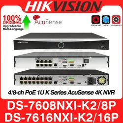 Hikvision DS-7608NXI-K2/8P DS-7616NXI-K2/16P 8/16CH POE AcuSense 4K NVR 2 SATA AI By Camera/Device MD2.0 Network Video Recorder
