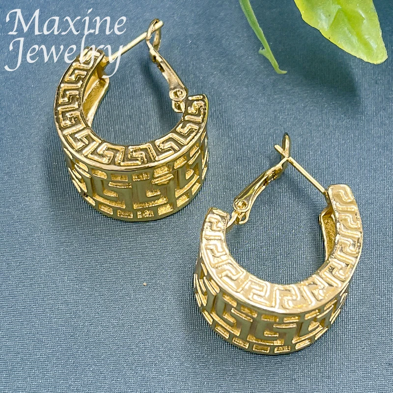 Dubai Trendy 24K Gold Plated Earrings Jewelry Set for Women Luxury Circle Hoop Earring Wedding Anniversary Accessories Gifts