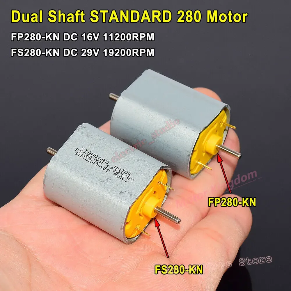 Standard FS280-KN/FP280-KN Engine DC 16V/29V High Torque Dual 2mm Shaft Axis Mini Electric DC Motor DIY RC Toy Car Boat Model