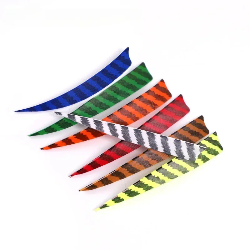 200Pcs 3/4/5Inch Shield Cut Arrow Feathers Striped Real Turkey Cut Feather Archery Accessories Fletching Feathers