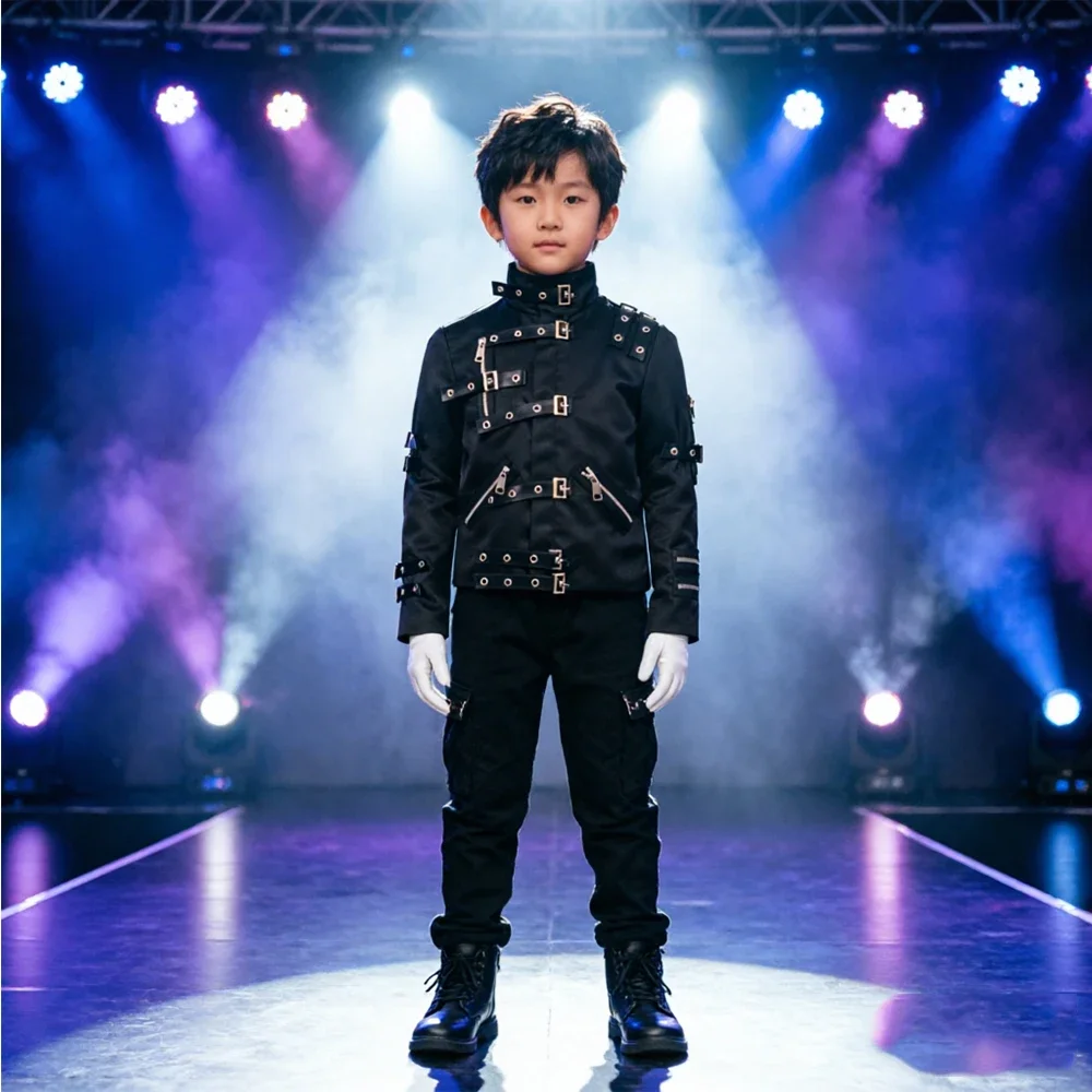 Michael Jackson Cosplay-Kostüm BAD Punk-Jacke Schwarze Schmale BAD-Jacke Kostümkleidung für Männer und Teenager, die Stars lieben und Nachahmer sind