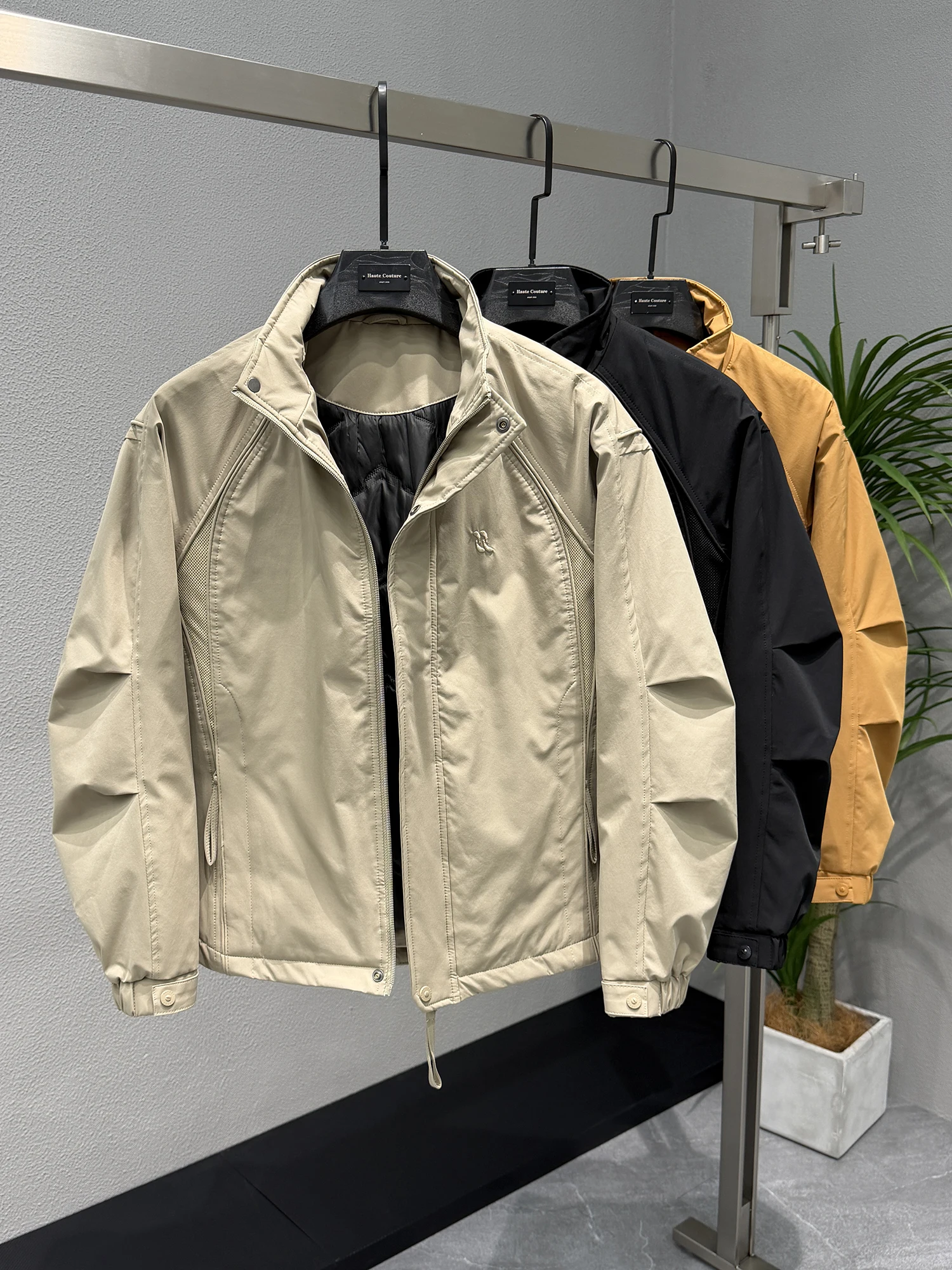 

Men's Thiened Cotton Stand Collar Jaet Autumn Winter Faionable Warm Outerwear Korean Sle Long Sve Zipper Closure