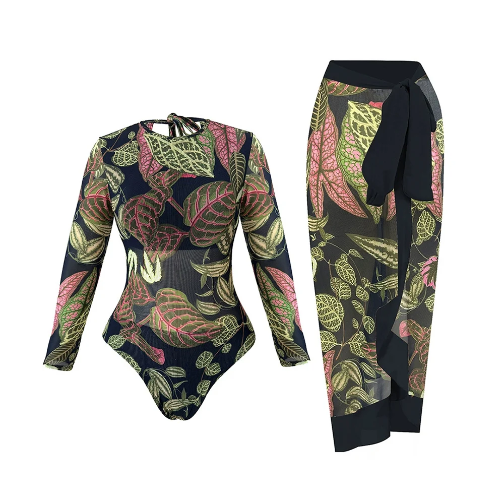 2026 Long Sleeve Sheer Sun Protection One-Piece Set Swimsuit Women Sexy Rash Guard Swimwear Bodysuit Beachwear With Coverup 3 2026 Long Sleeve Sheer Sun Protection One-Piece Set Swimsuit Women Sexy Rash Guard Swimwear Bodysuit Beachwear With Coverup 3