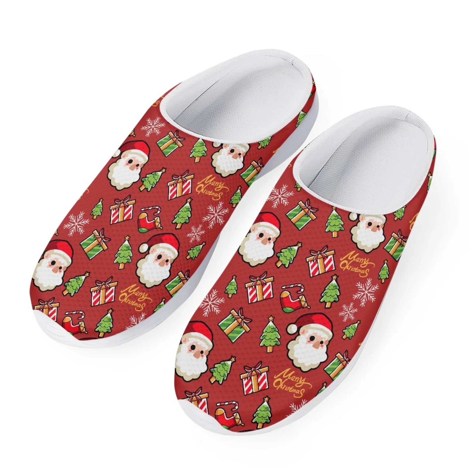 

Christmas Santa Claus Print Woman Flats Slides Casual Half Shoes For Women Slip-On Summer Beach Shoes Loafers Slippers Mules