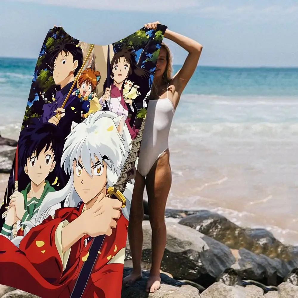 Anime I-Inuyasha Microfiber Blanket Quick Drying Beach Towels Oversized Printing Super Absorbent Pool Towel Blanket