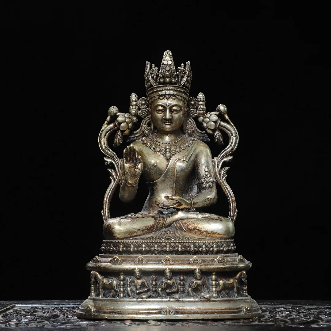 Old Bronze Gilded Silver Northern Wei Buddha Shakyamuni Lotus Buddha Terrace Amitabha Buddha Worship Hall