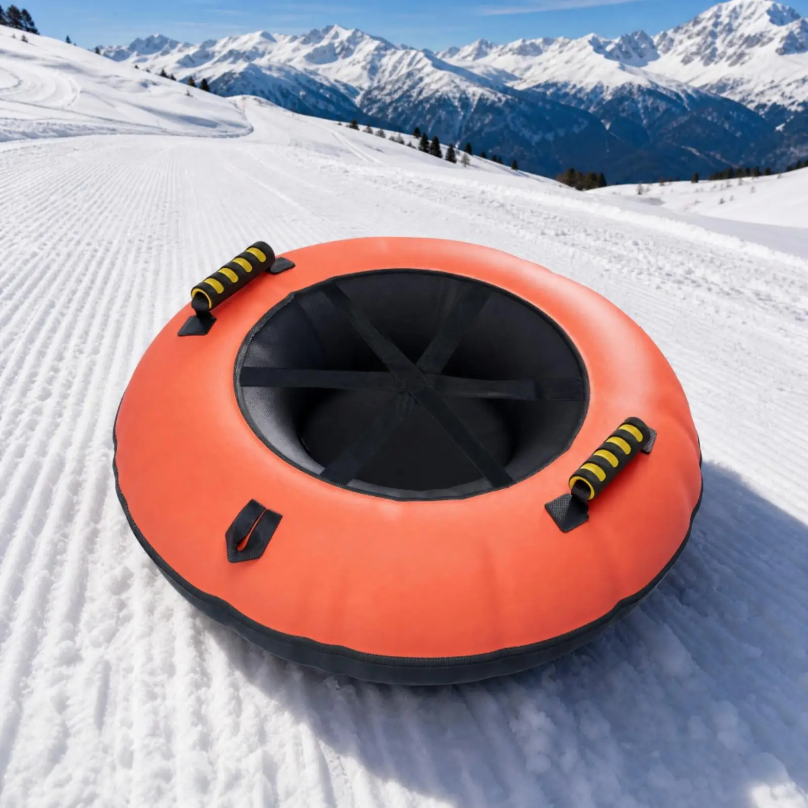 Kids Snow Sled Inflatable Tube Durable PVC Oxford Cloth Winter Toboggan with Grip Handles for Toddler Boys Girls