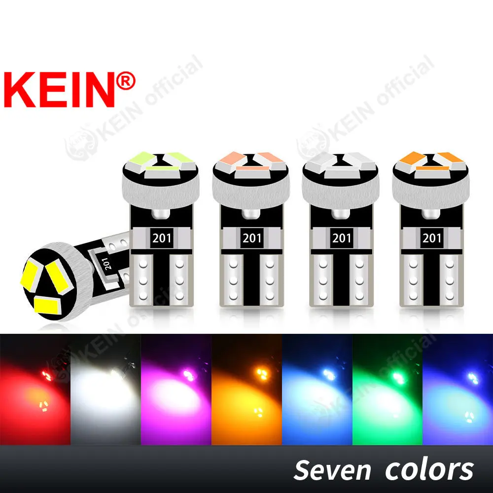 KEIN 10PCS Meter Led Bulb T5 73 74 17 2721 Instrument Dashboard W3W Indicator 3SMD Plate Panel Warning Lamp Car Light 12V White