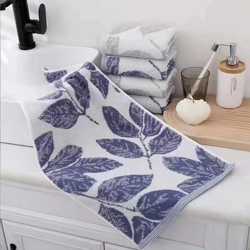 1/2/4pcs Leaf Face Towel Absorbent Skin-friendly Household Daily Use Adult Towel Face cotton Gtowel 35*75cm(13.78*29.53 inch)