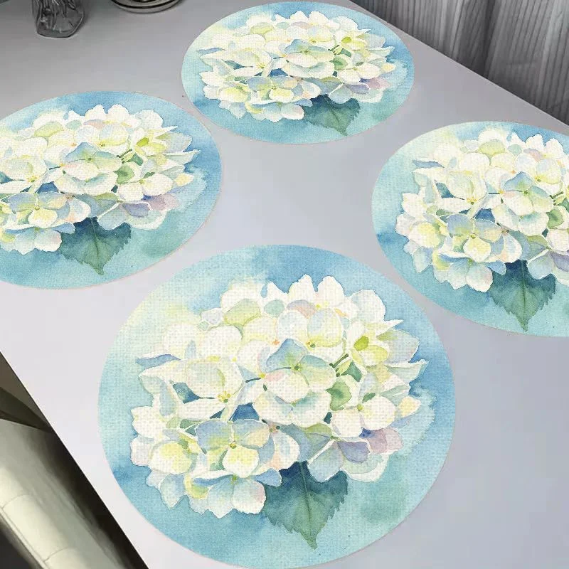 VIKAMA Retro Morris Daisy Round Linen Table Mat Insulation and Wear resistant Table Mat Table Decoration