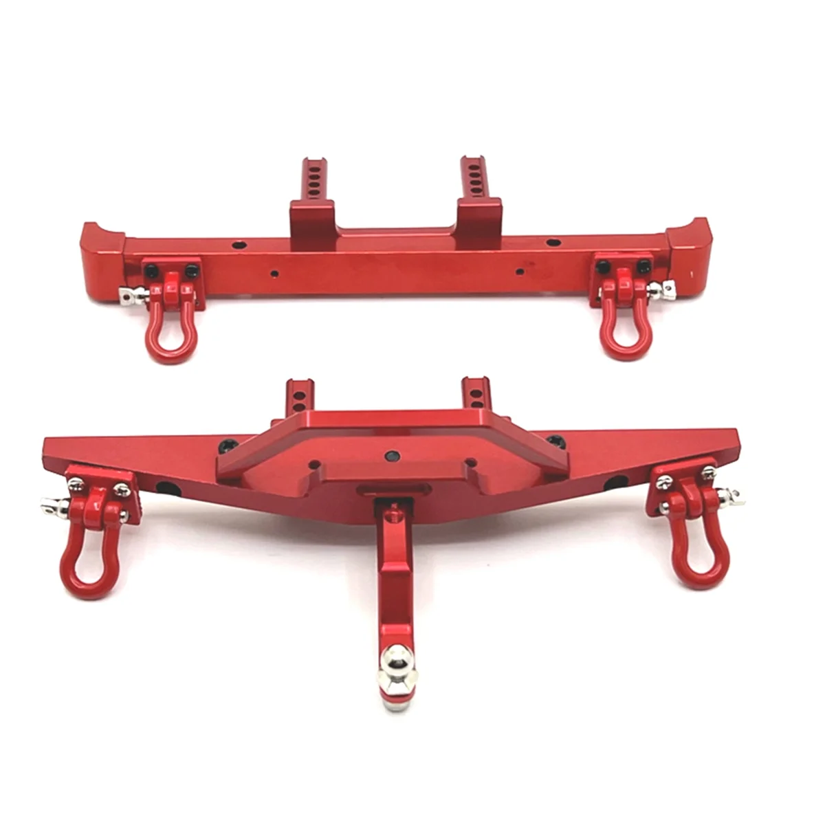 For 1/12 MN128 Wrangler RC Car Parts Metal Upgrade Front and Rear Bumper Kit Red