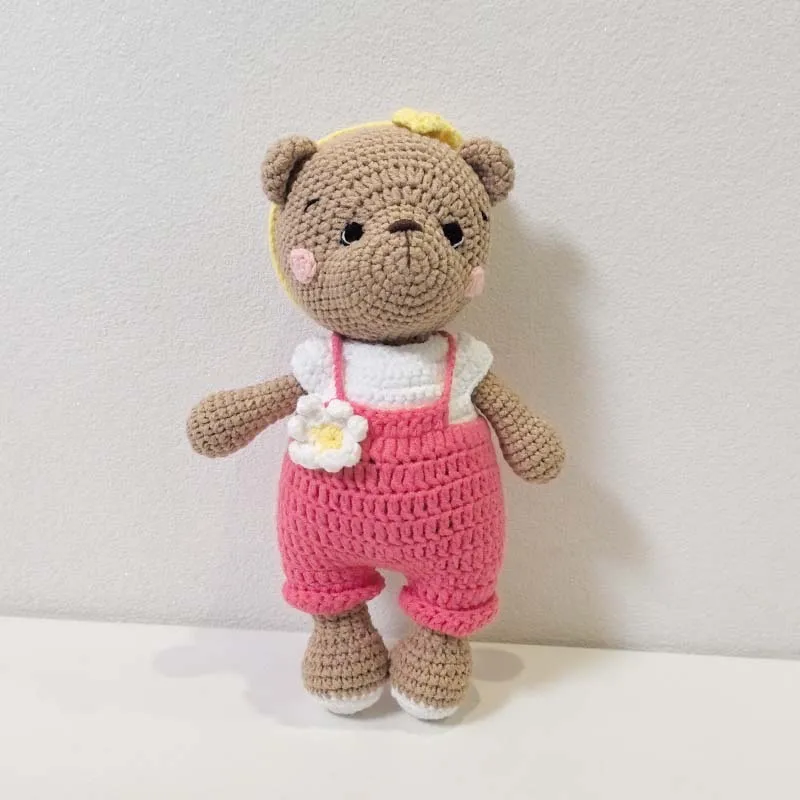 ตุ๊กตาหมีโครเชต์ถักนิตติ้ง ของเล่นตุ๊กตาสัตว์นิตติ้งขนาดเล็ก ของเล่นตุ๊กตาผ้าพลัฌ ของตกแต่งห้องเด็กอ่อน ของขวัญวันเกิด
