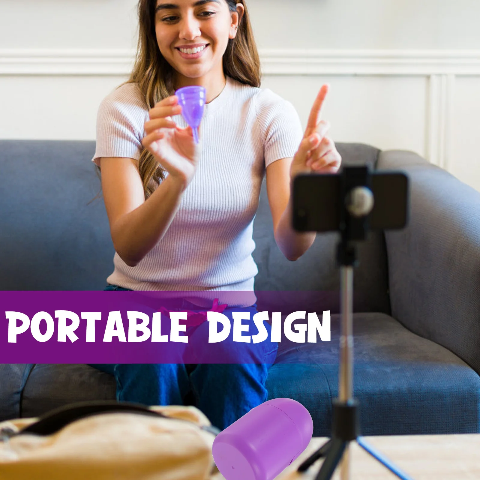 

2Pcs Menstrual Cup Storage Box Portable Steam Sterilizer Compact Holder for Personal Care Travel Period Cup Cleaner Organizer