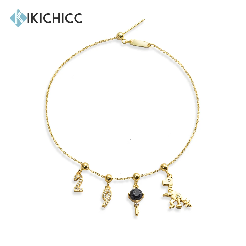 KIKICHICC 925 Sterling Silver Personalize Number 0 to 9 Charm Key Dinosaur Astronaut Bracelet Women Luxury Jewelry Making Gift