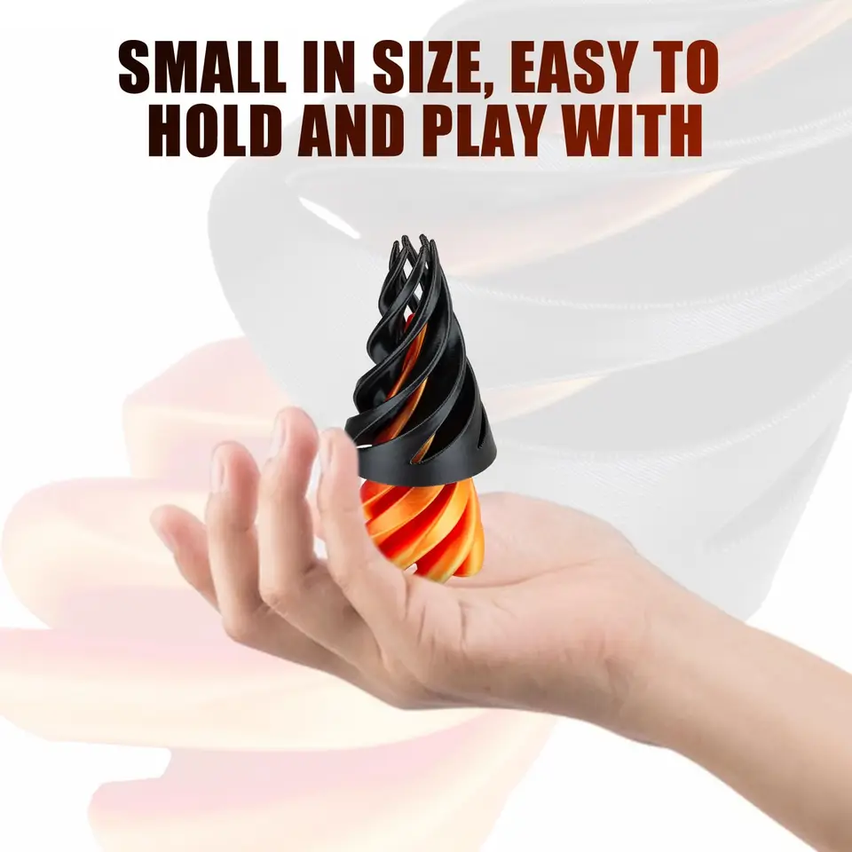 Escultura Imposible De Pirámide Pasante, 2 Piezas Impresas En 3D Con Efecto Mágico, Juguete Antiestrés En Naranja Y Azul, Tamaño 5.8 Y 3.8 Cm