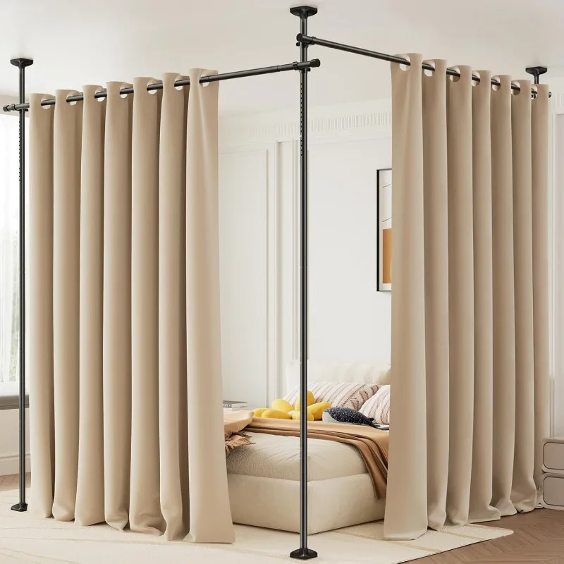 

Divider Curtain Rod, No Drilling Tension Rod for Room Separation, 4-10ft(H)28-114inch(W) Adjustable Heavy Duty Floor to Cei