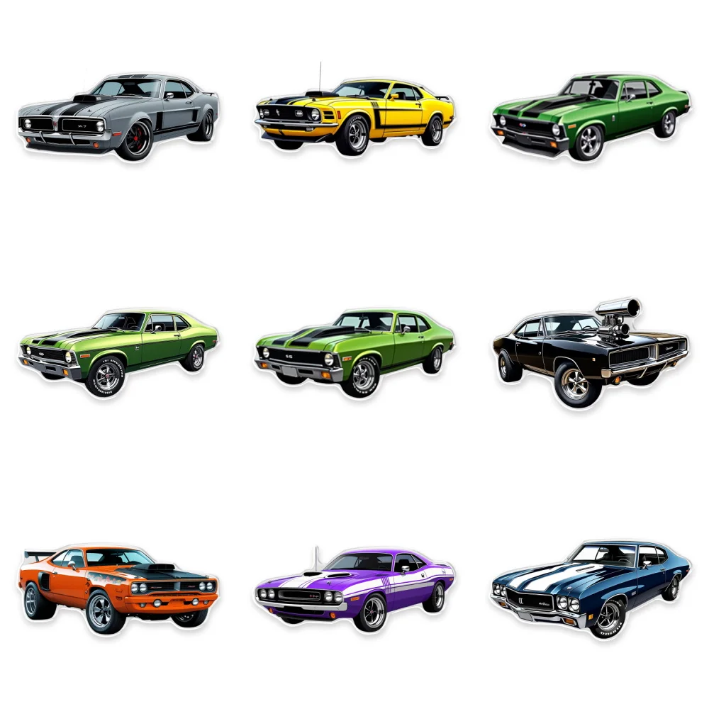 1-9pcs Retro Muscle Car Shoe Charms - Vintage Sports Car Decorations Suitable for Clogs & Sneakers