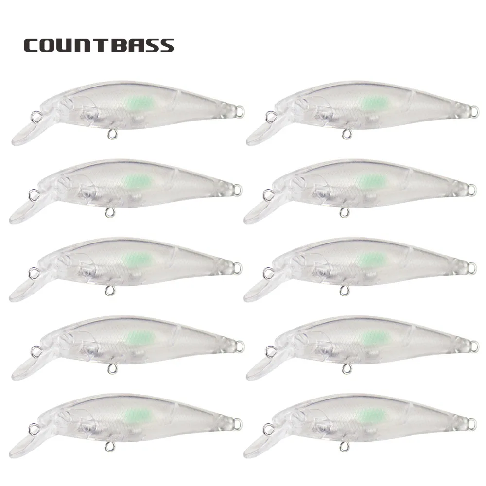 10 قطع من طُعم الصيد غير المطلي من Countbass 67 مم/2.6 بوصة 5.1 جرام/0.2 أونصة، كرات زجاجية بطيئة الغرق، أجسام طُعم فارغة