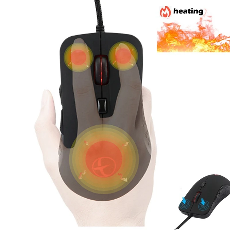 Heating Mouse Warmer 2400 DPI Adjustable Gaming Mouse For Cold Winter Wired Computer Mice For Gamer Heated Mouse